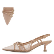 Mesh Nude Strap Kitten Heel