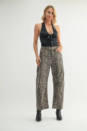 Leopard Barrel Jean