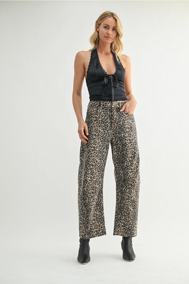 Leopard Barrel Jean