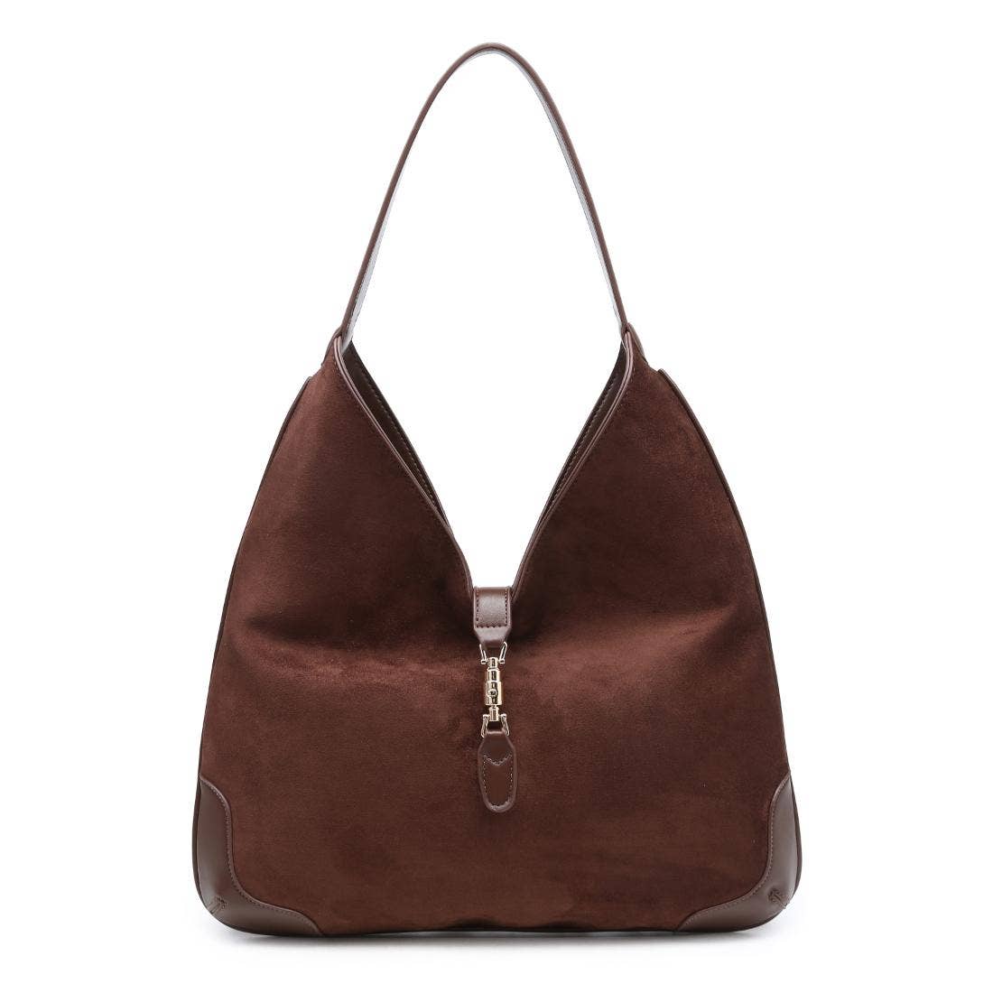 Chocolate Brown Suede Hobo Bag