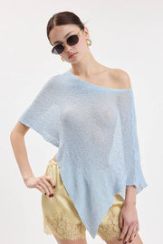 Sky Sheer One-Shoulder Poncho