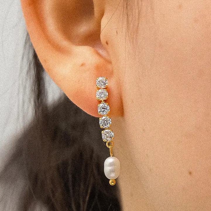 Selene CZ Pearl Drop Earrings