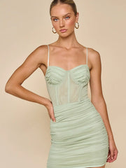 SAGE CORSET MINI DRESS