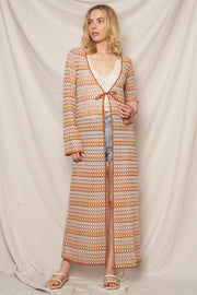Harvest Horizon Striped Maxi Cardigan