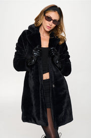 Manhattan Luxe Black Faux Fur Coat