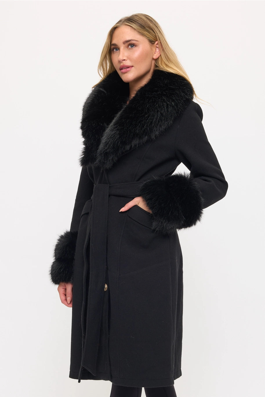 Kensington Faux Fur Collar Maxi Coat