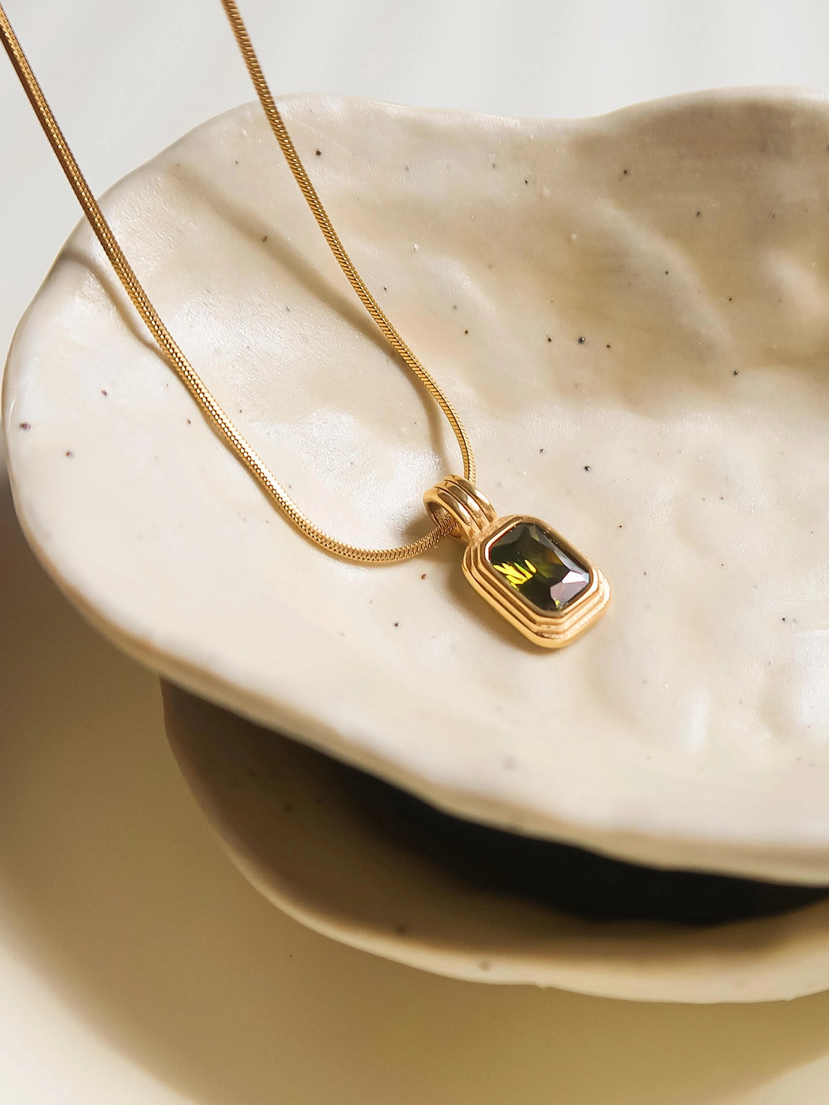 Emerald Square Pendant Necklace