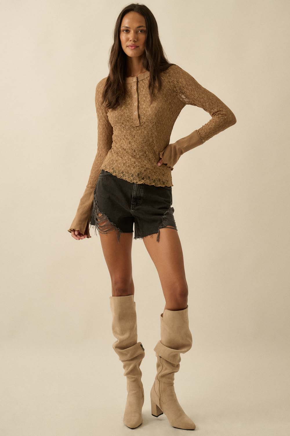 Honey Lace Henley