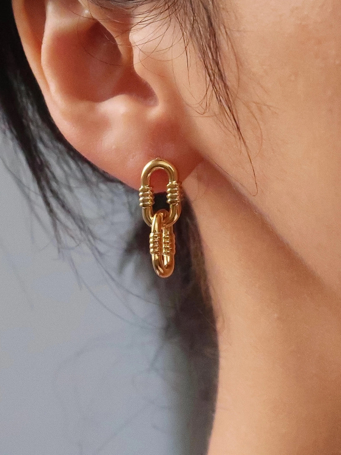 Gilded Link 18K Drop Earrings