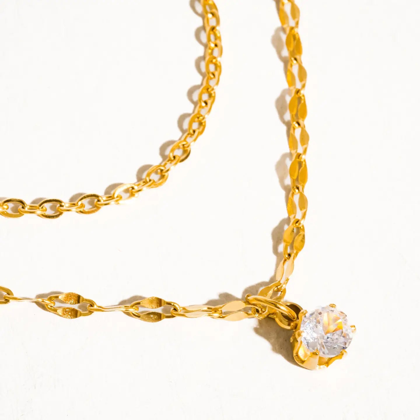 CZ Stacked Gold Plated Necklace