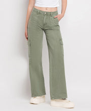 The Harper Utility Cargo Jeans - Sage