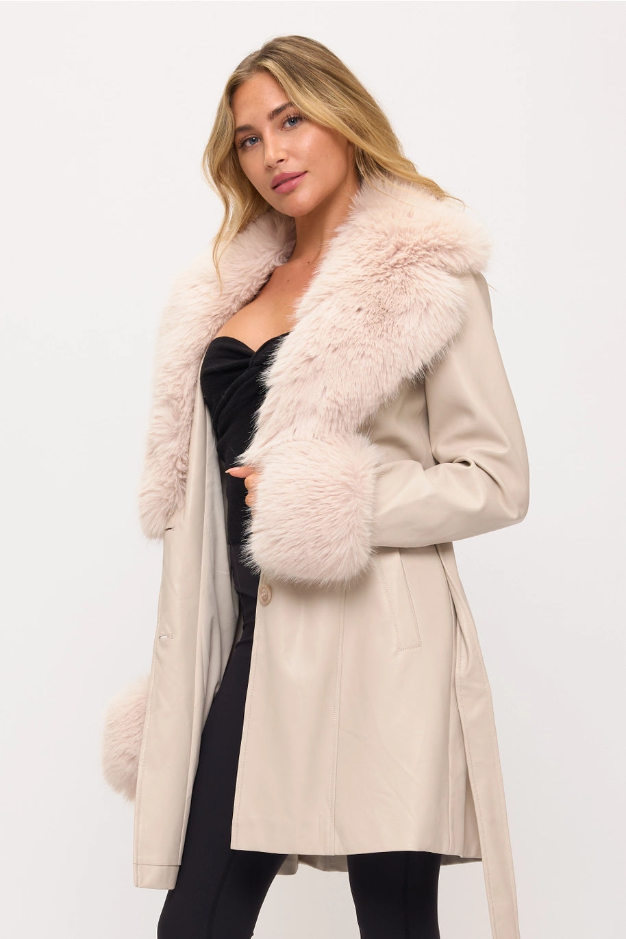 Alpine Luxe Faux Leather Fur Coat