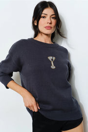 Midnight Toast Beaded Martini Sweater