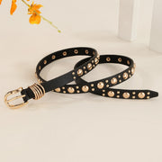 Golden Arrow Studded Western Belt - Black