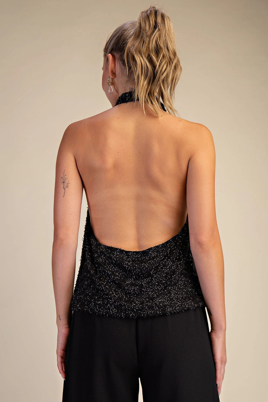 Midnight Beaded Halter Top