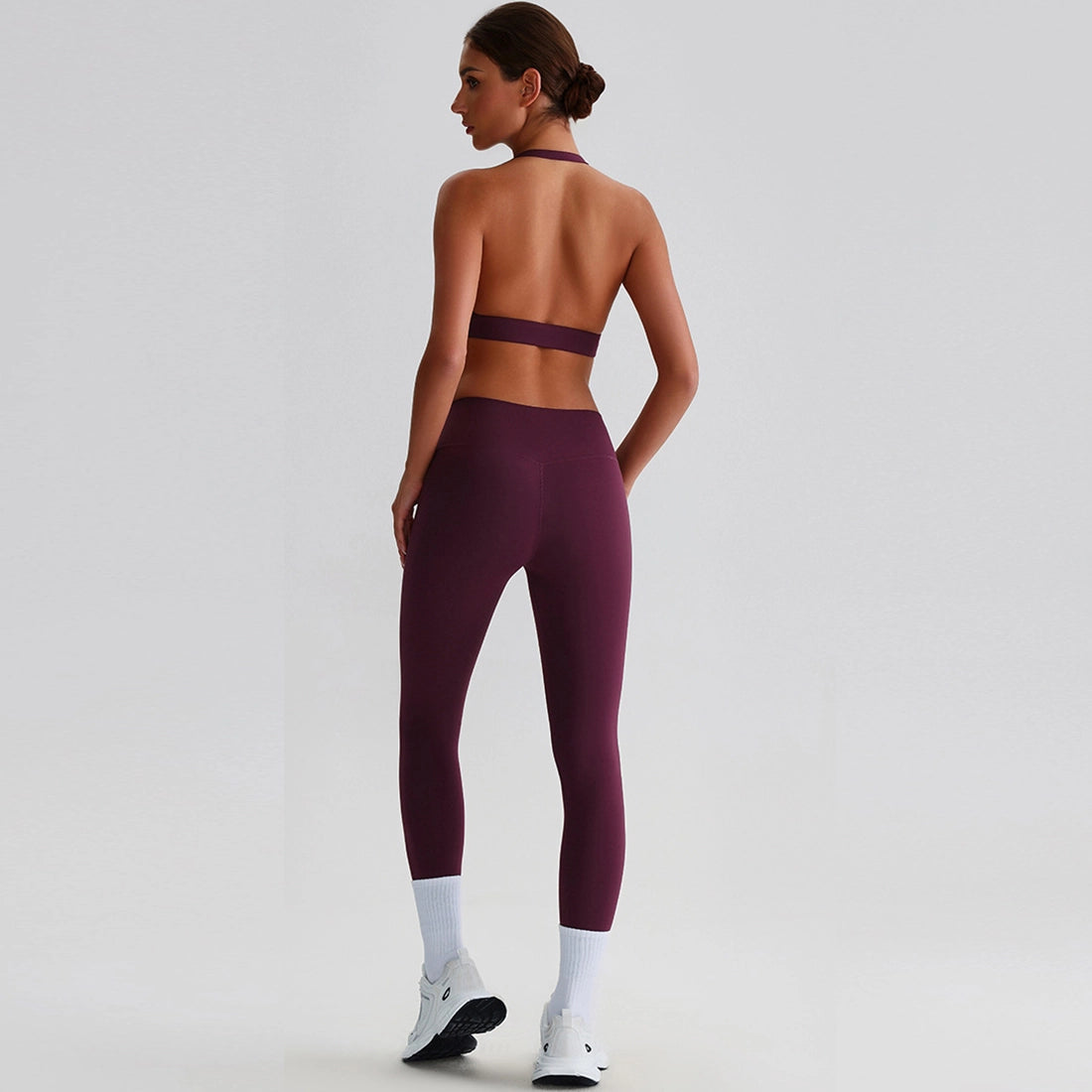 Elevate Halter Sports Bra - Plum