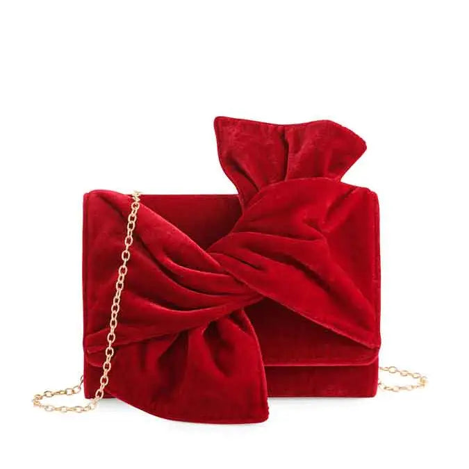 Velvet Bow Clutch Purse