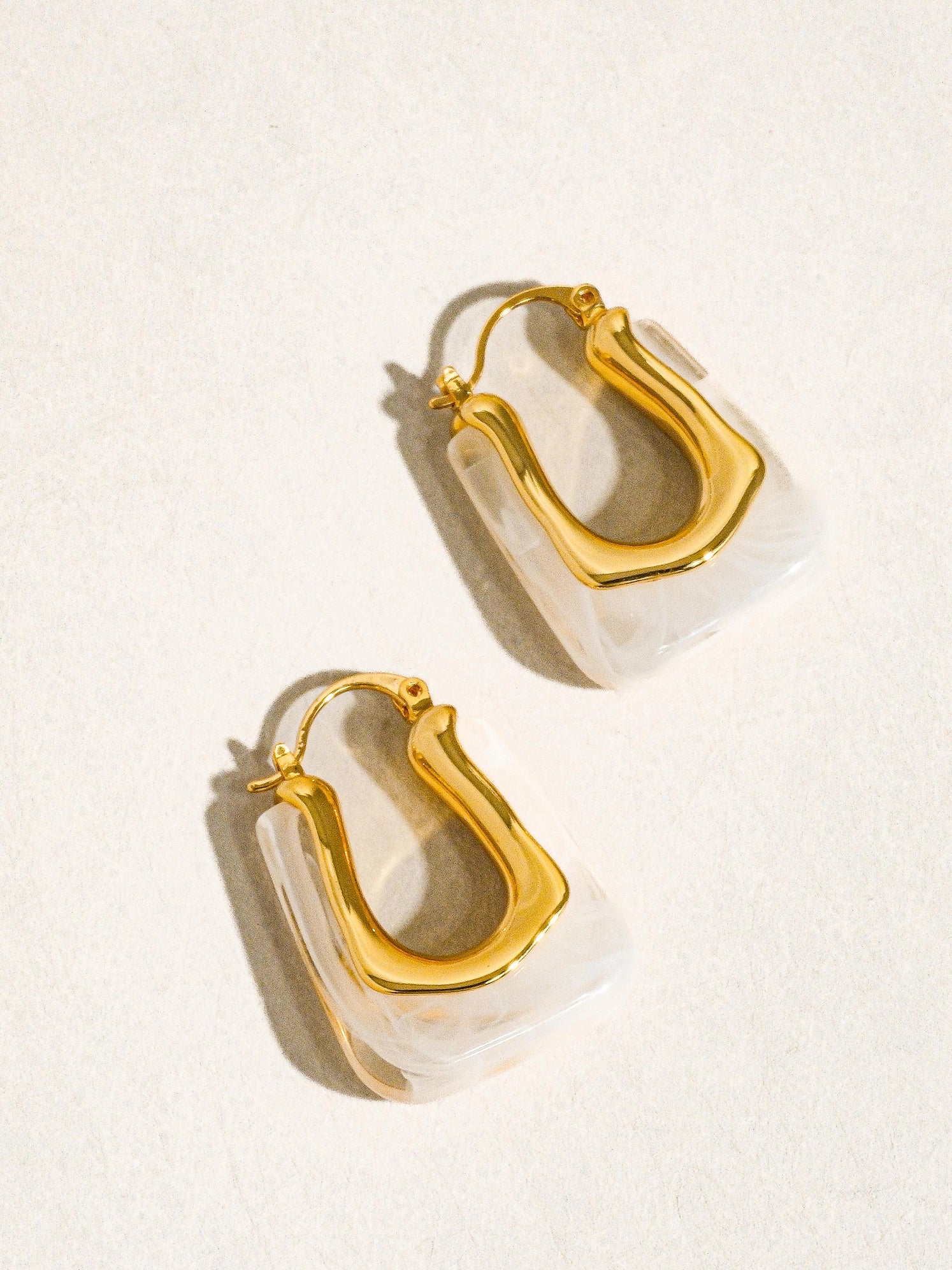 Pearl Swirl Square Hoops