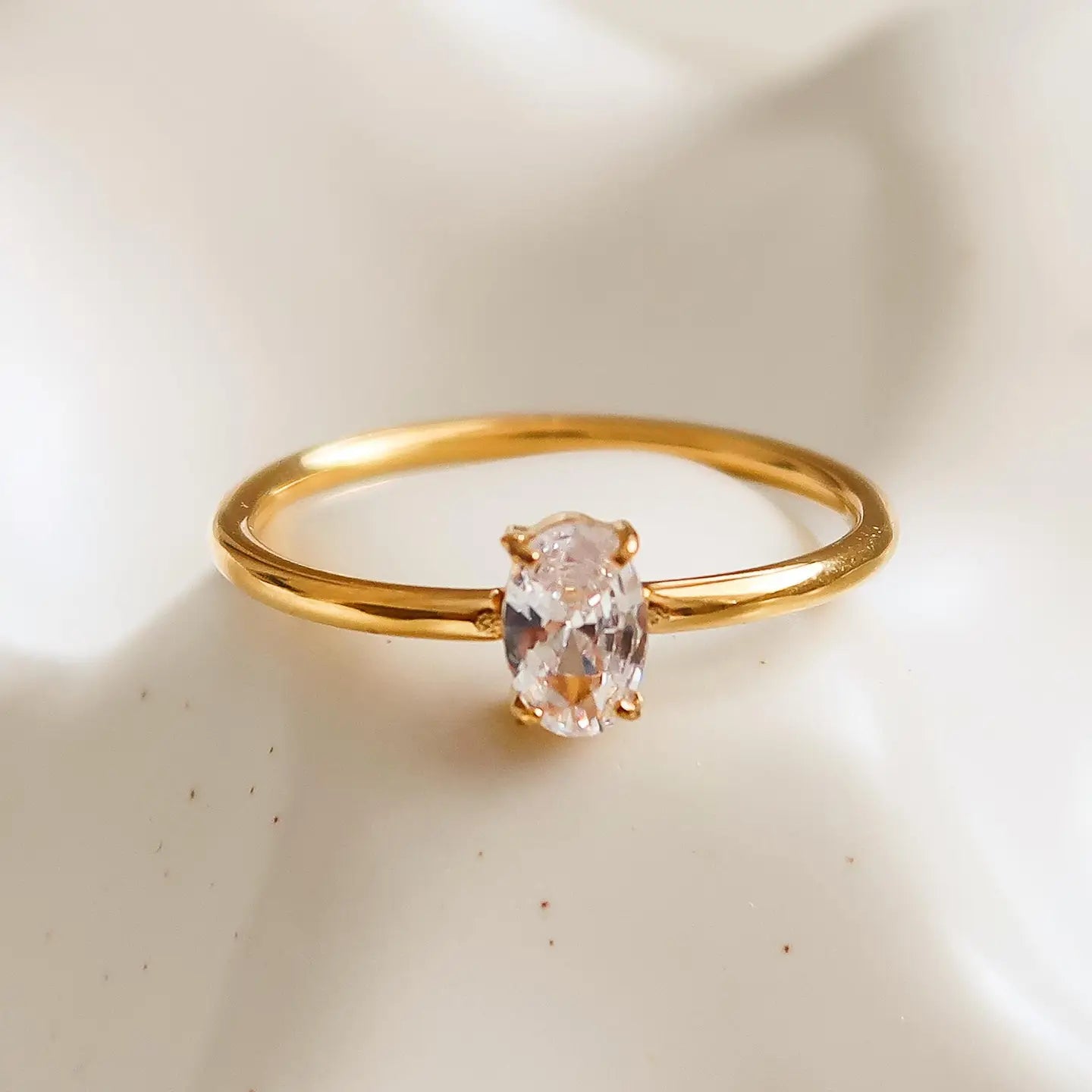 Elise CZ Gold Dipped Thin Ring