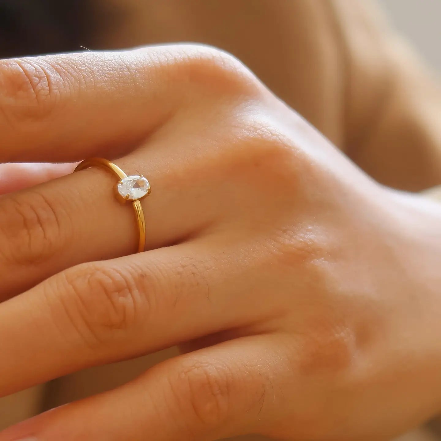 Elise CZ Gold Dipped Thin Ring