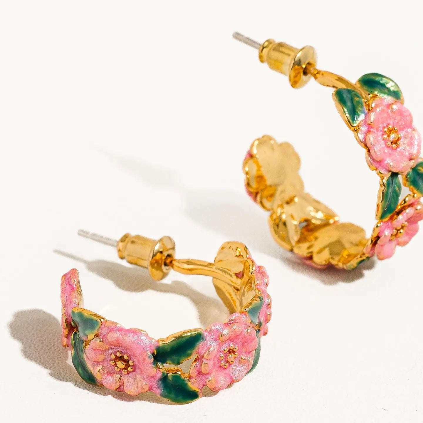 Flora Enamel C-Hoop Earrings