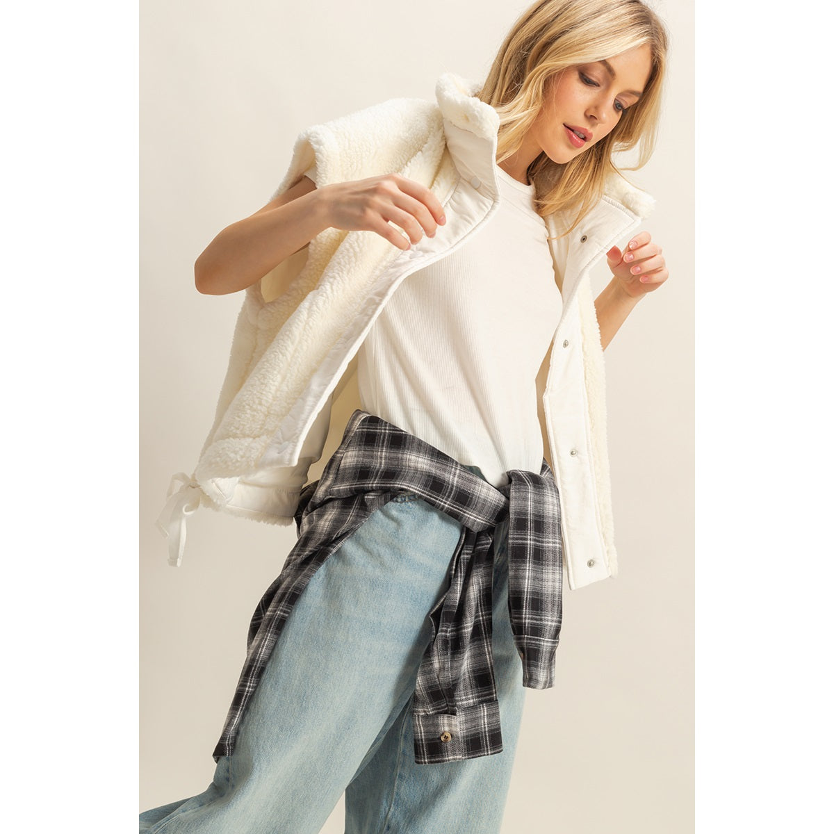 Alpine Glow Ivory Sherpa Vest