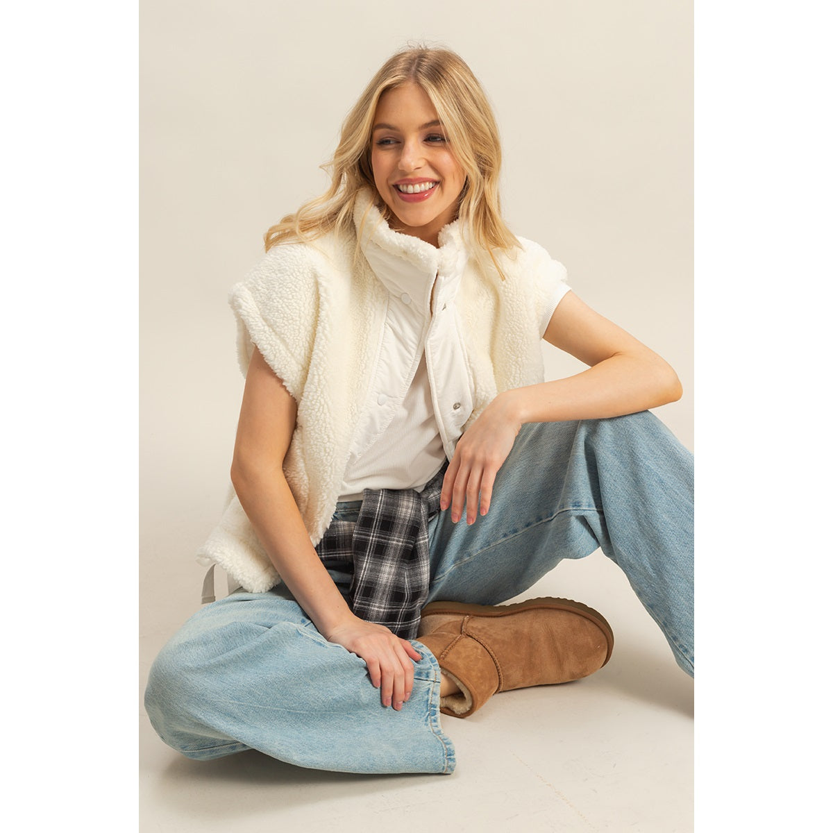 Alpine Glow Ivory Sherpa Vest