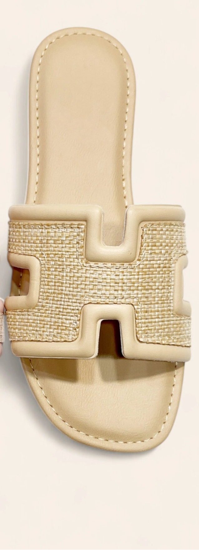 Savannah Raffia H Band Sandal - Beige