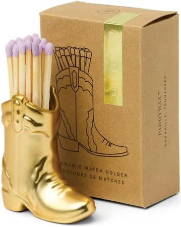 Gold Cowboy Boot Match Holder