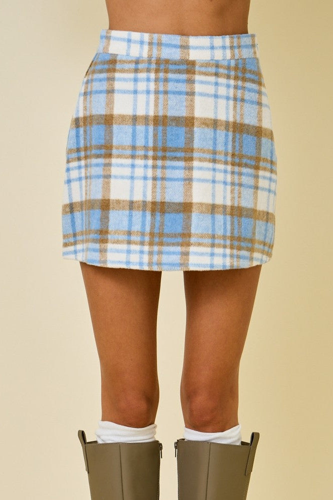 Cozy Alpine Plaid Tweed Mini Skirt