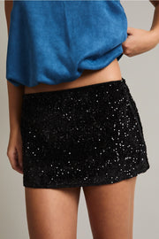 Velour Vibe Black Velvet Sequin Micro Skort