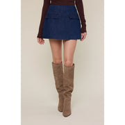 Falling Leaves Dark Denim Mini Skort