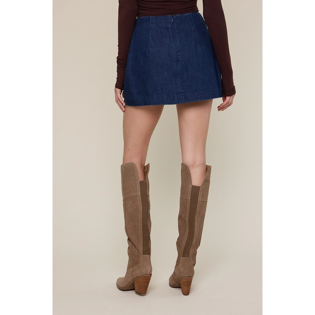 Falling Leaves Dark Denim Mini Skort