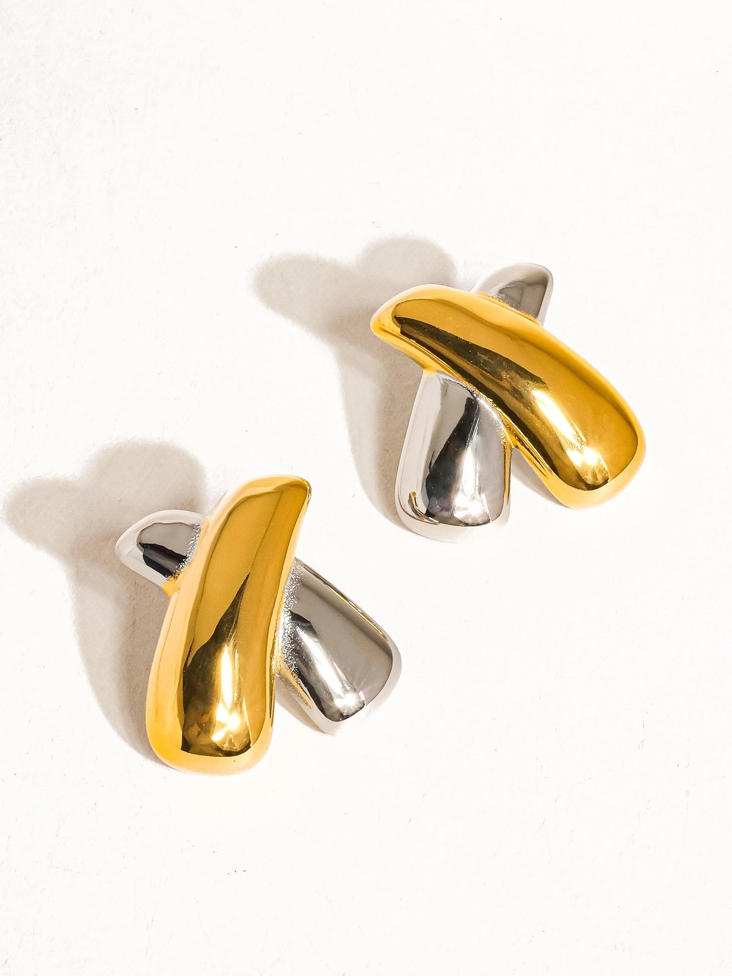 Xpression Two Tone 18K Gold Plated Studs