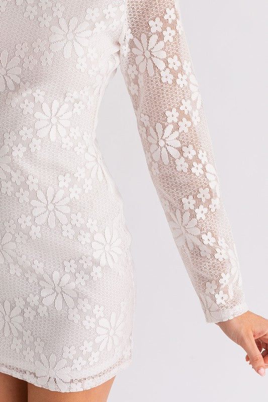 LACE MINI DRESS: WHITE