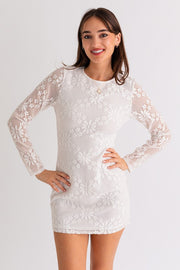 LACE MINI DRESS: WHITE