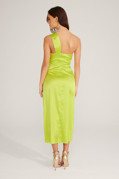 PALM SPRINGS MIDI DRESS: CHARTREUSE